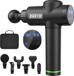Regentech® Massage Gun - Professioneel Massage Apparaat - LCD - 20 Standen - Zwart — thumbnail 1