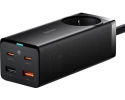 Baseus GaN3 Pro 65W Snellader Laptop/MacBook met Stopcontact Zwart