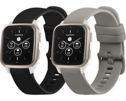 kwmobile 2x horlogebandjes geschikt voor Garmin Venu Sq 2 Music / Sq 2 / Vivoactive 6 / Vivoactive 5 bandje - Smartwatch bandjes van TPU - Activity tracker horloge band in zwart / grijs