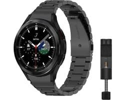 MY PROTECT® Luxe Metalen Smartwatch Bandje - Geschikt Voor Samsung Galaxy Watch 5 Pro & Watch 5 / Samsung Galaxy Watch 4 Classic & Watch 4 - Horlogebandje - Schakel Bandje - Zwart