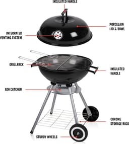 BBQ Collection Houtskoolbarbecue - Kogelbarbecue 45 x 60 centimeter - Ronde Barbecue - Barbecue op Wielen - Zwart - Metaal — thumbnail 4