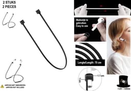 Bob Online ™ - 2 Stuks – Zwart – Hoofdtelefoon Oordopjes Lanyard – Draadloze Oordopjes Lanyard - Anti-verloren Hoofdtelefoon (AirPods) Touw – Siliconen Oortelefoon Neck Touw – Oortelefoon Touw Houder – 2 Pieces - Silicone Strap for Wireless Earphones — thumbnail 2