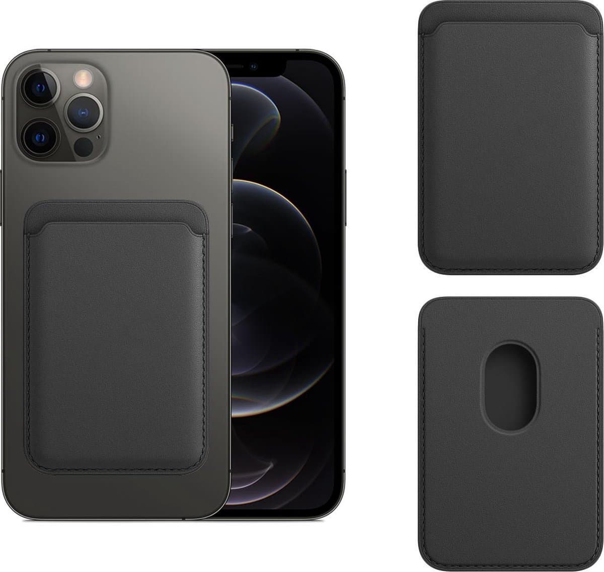 Wallet Zwart - Kaarthouder - Pasjeshouder - geschikt voor Apple iPhone 12/13 / Pro/ Mini en Apple magnetische ring & oplaadfunctie - 2 pasjes — afbeelding 1