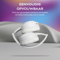 Relave Koptelefoon Bluetooth met led verlichting - Kinder Koptelefoon / Hoofdtelefoon Draadloos Over Ear - Wit — thumbnail 2