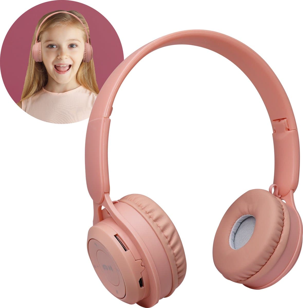 Relave Koptelefoon Kinderen Bluetooth - Kinder Koptelefoon / Hoofdtelefoon Draadloos Over Ear - Roze — afbeelding 1