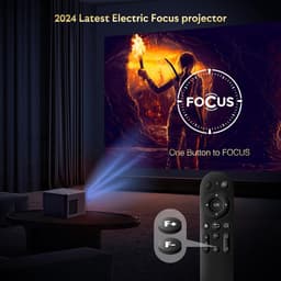 4K LED Mini Projector met Elektrische Focus en Keystone Correctie - 5G WiFi en Bluetooth - 20000 Lumen - Compatibel met TV Stick en Smartphone — thumbnail 5