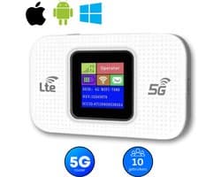 Mifi router - 4G/5G - 10 apparaten - 3000MAH - WiFi Dongle - Wifi Buddy - USB - Wifi in de Auto - 150 Mbps - Wit