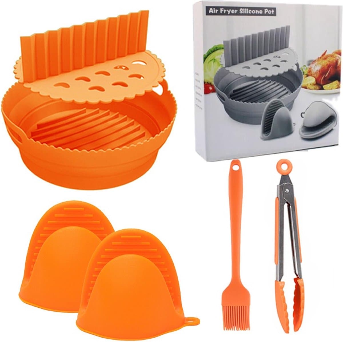 NatuurNook® Airfryer siliconen bakje - Airfryer accessoires - Vaatwasser veilig - BPA-vrij - Oranje — afbeelding 1