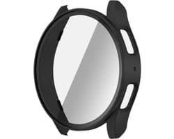 Hoesje Geschikt voor Samsung Galaxy Watch 7 44MM - Bumper Case met Ingebouwde Tempered Glass - Volledige Bescherming - Zwart