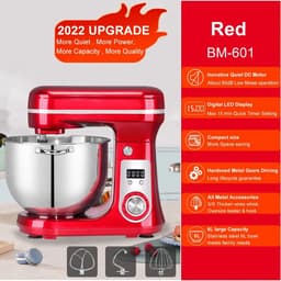 Keukenmixer - Keukenmachine - Keukenmixer met Mengkom - Keukenmixers - Deegmachine - Kneedmachine - Rood — thumbnail 4