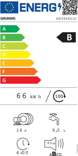 Grundig GNVP4621C inbouwvaatwasser - besteklade - 5 jaar garantie - indicatielamp - Energielabel B — thumbnail 2