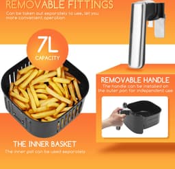 Aigostar Cube Smart - Airfryer XXL - Heteluchtfriteuse - 7 Liter - App Connect - 1900W - 360 Graden Hete Lucht Circulatie - 7 in 1 kookfuncties - Zwart — thumbnail 4