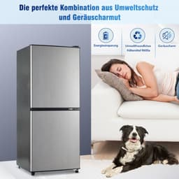 Sweiko 106L Tweezonige Energiebesparende Koelkast, 60L Koelkast + 46L 4-Sterrenvriezer, 7-Temperatuurinstellingen, 45 dB, Geborsteld Grijs-Zilver, LED verlichting, verstelbare planken, 166 kWh/Jaar — thumbnail 15