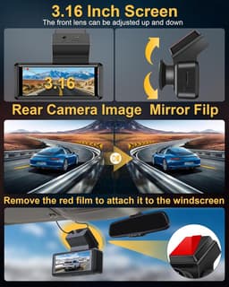 Dual Dashcam - Dashcam Voor en Achter - Auto Camera Dashcam - Dashcam Auto - Dual Dashcam voor Auto — thumbnail 3