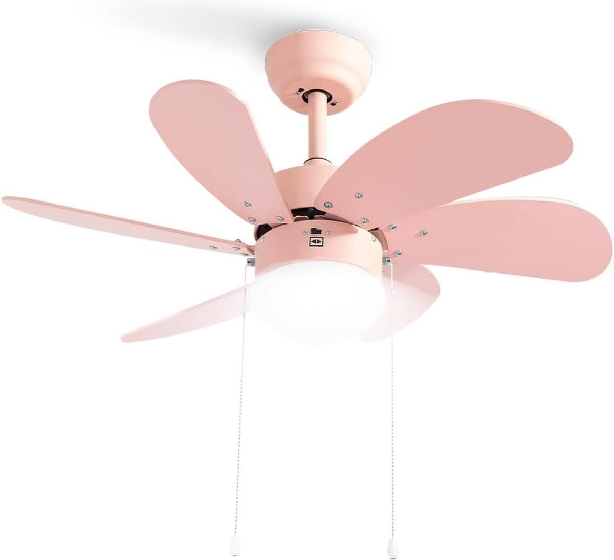 Stille 6 Blad Plafondventilator - 3 Snelheden - Ketting Schakelaar - Omkeerbaar Blad - 80 cm - Roze - Woonkamerlamp - Keuken - Slaapkamer - Moderne Ventilator Lamp — afbeelding 1