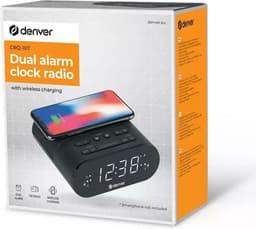 Denver Wekkerradio met Draadloze Oplader - Digitale Wekker - FM Radio - Dubbel Alarm - Dimmer - CRQ107 - Zwart — thumbnail 4