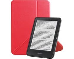 Hoes Geschikt voor Kobo Clara BW - E-reader Bescherm Hoesje Case Sleep Cover Trifold - Hoes Geschikt voor Kobo Clara BW Hoesje - Rood