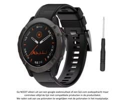 Zwart Siliconen Sporthorloge bandje 26mm Quickfit geschikt voor Garmin Fenix 3 / 3 HR / 3 Sapphire / 5X / 6X, D2, Quatix 3, Tactix, Descent MK1, Foretrex 601 en 701 – 26 mm black smartwatch strap