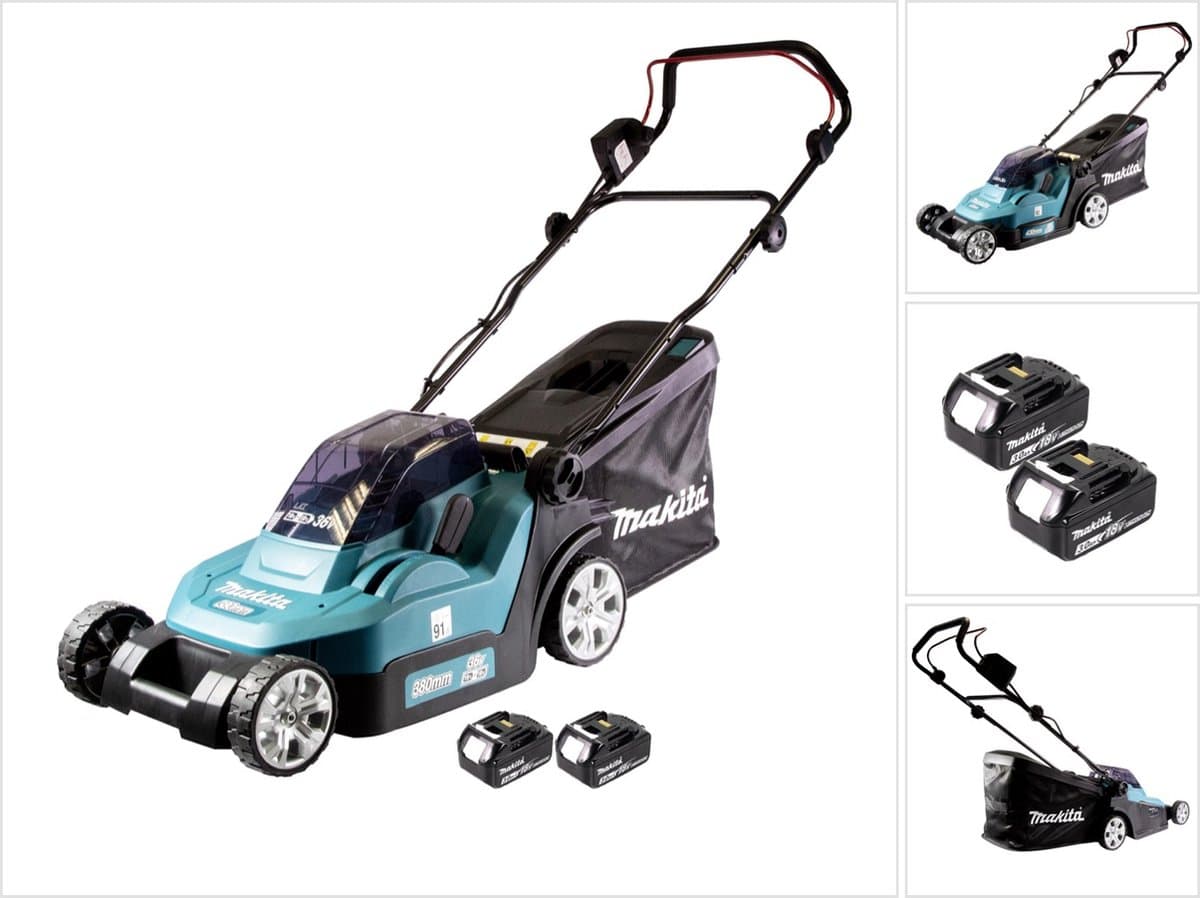 Makita DLM 432 F2 accu grasmaaier 36 V ( 2x 18 V ) 43 cm borstelloos + 2x accu 3.0 Ah - zonder lader — afbeelding 1