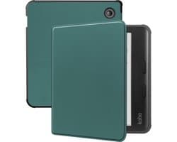 Hoes Geschikt voor Kobo Libra Colour - Luxe E-reader Bescherm Case - Hoesje Book Cover - Donkergroen
