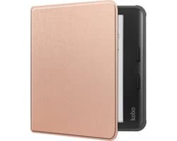Hoes Geschikt voor Kobo Libra Colour Hoesje Bookcase Cover Book Case Hoes Sleepcover - Rosé Goud