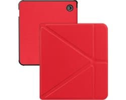 Hoes Geschikt voor Kobo Libra Colour Hoesje Bookcase Cover Hoes Trifold - Hoesje Geschikt voor Kobo Libra Colour Hoes Cover Case - Rood