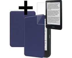 Hoes Geschikt voor Kobo Clara BW - E-reader Bescherm Hoesje Case Sleep Cover Met Screenprotector - Hoes Geschikt voor Kobo Clara BW Hoesje - Donkerblauw