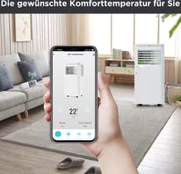 Mobiele airconditioner 7000 BTU/h, 2KW. Luchtontvochtiger, met afzuigfunctie, afstandsbediening/APP-bediening/3 bedrijfsmodi/voor ruimtes tot 80 m³, 24-uurs timer. Energie-efficiëntieklasse A — thumbnail 5