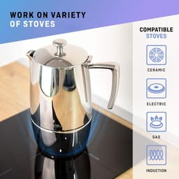 Espresso Koffiezetapparaat Moka Pot - 10 kopjes 500ml RVS Inductie Kookplaat - Vaatwasmachinebestendig - Italiaanse Stijl Caffe Machine — thumbnail 3