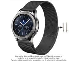 22mm Milanees Donker Grijs Stalen bandje geschikt voor bepaalde 22mm smartwatches van verschillende bekende merken (zie lijst met compatibele modellen in producttekst) - Maat: zie foto - magneetsluiting – Milanese RVS Dark Grey - 22 mm - RVS - Metaal