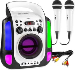 Karaoke Set met 2 Microfoons en LED Lichteffecten - Fenton SBS30W - Karaoke CD+G Speler met Bluetooth — thumbnail 1