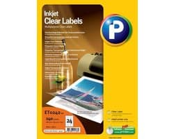 Printec Doorzichtige etiketten - Inktjet printer - 10 vel - 70x37mm - 24 labels per A4 - 240 transparante stickers