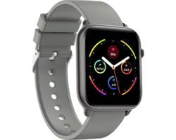 Belesy® Pro - Smartwatch Dames - Smartwatch Heren - Horloge - 1.3 inch - Kleurenscherm - Full Touch - Stappenteller - Grijs - Siliconen - Moederdag