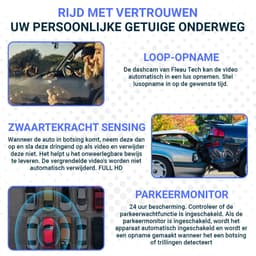 Fleau Tech Dashcam Voor Auto 2 in 1 met APP & WIFI - 2025 Model - Voor en Achter Camera - G-Sensor - Full HD - 170° Groothoeklens - Loop Recording - Micro SD-kaart 32 GB — thumbnail 5
