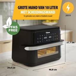 Tristar Airfryer FR-9432 - 10L - Dual Zone Flex - Kijkvenster - 8 voorprogramma's - Snackverdeler - 2800W — thumbnail 2