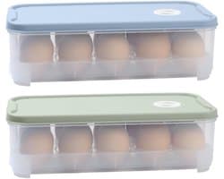 EXCITAT Eierdoos - Plastic eierdoos - Eierbewaardoos - Geschikt voor koelkast, vriezer, voorraadkast, keukenkast, camping