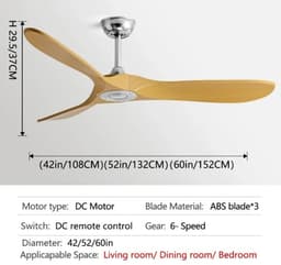 Nivard Plafondventilator - Met Verlichting - Plafond Ventilator - Met Lamp - Plafonniere Met Ventilator - Licht Hout/Zilver - 90cm — thumbnail 2