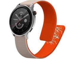 kwmobile sporthorloge band geschikt voor 22mm Amazfit Bip 6 / Bip 5 Unity / Bip 5 / GTS 3 / Balance 2 / Helio Strap bandje - Smartwatch of activity tracker polsband - Met magneetsluiting - In beige / oranje