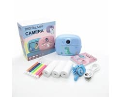 Kinder Instant Print Camera – Blauwe Astronaut Design – Inclusief 3 Rolletjes Fotopapier, 6 Kleurstiften, Lanyard, USB-Kabel & Fotoframes – 6,1 cm Scherm, 1300mAh Batterij – Creatieve Digitale Camera voor Kinderen, Direct Foto’s Printen, Perfect