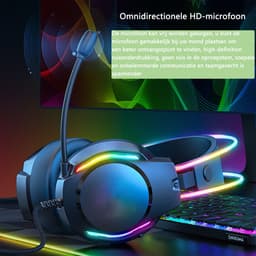 KINSI Gaming Headset met RGB Verlichting - Bedrade Koptelefoon met 3D Surround Sound — thumbnail 3