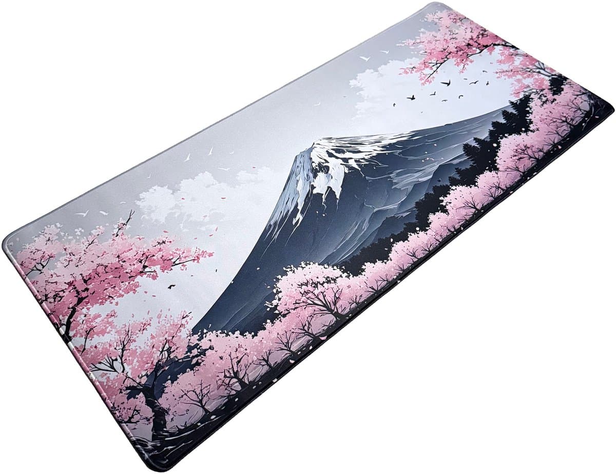 Muismat xxl - Fuji Blossom Roze - Gaming - 900 x 400 x 3 mm - Antislip — afbeelding 1