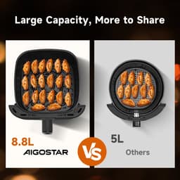 Aigostar OmniCook - Airfryer XXL - 8,8L - Dubbele verwarmingselementen - 2200W - Heteluchtfriteuse met kijkvenster - 13 Programma's — thumbnail 2