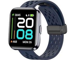 Geschikt voor voor ID208 Plus horlogeband, ademende zachte siliconen sportband met magnetische vlinderlousure vervangbare band, compatibel met Quican, AEAC, WMK ID208 Plus 1,8 inch smartwatch