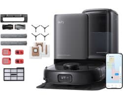 eufy Omni E25 - Robotstofzuiger met Vervangingssets - HydroJet dweilsysteem - 20.000 Pa zuigkracht - DuoSpiral borstels die ontklitten - CornerRover arm voor het schoonmaken van hoeken - alles-in-één station