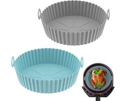 Airfryer Accessoires - Siliconen Bakje - Bakpapier - Blauw en Grijs