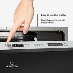 Klarstein Vaatwasser inbouwvaatwasser - Compact model van 45 cm, 6 couverts, UV-hygiëne, AquaStop, energie-efficiëntieklasse D, stil 49 dB, intuïtieve bediening - Vaatwasmachine Compacte - 6 Maatgedekken - voor Keuken - Eco-Programma — thumbnail 7