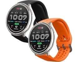 kwmobile horlogebandje geschikt voor 20mm Amazfit Active 2 / 2 Square / Active Edge / Bip 3 / GTS 3 4 polsband - Smartwatch bandje van TPU - Activity tracker horloge band in zwart / oranje