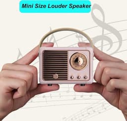 Retro bluetooth speaker- vintage decor - draagbare draadloze bluetooth speaker - Roze — thumbnail 2