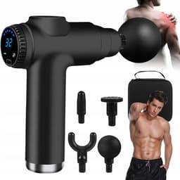 Mini elektrische massagegun - Fascia Gun - 32 snelheden - 3500 tpm - 1800 mAh - 4 massagekoppen - met LCD-scherm - voor ontspanning van lichaamsspierenmassage — thumbnail 1