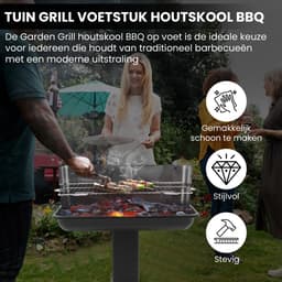Muntel® Houtskoolbarbecue - Zuil barbecue - BBQ - Asopvangbak - Schuifregelaar - RVS - Zwart — thumbnail 4